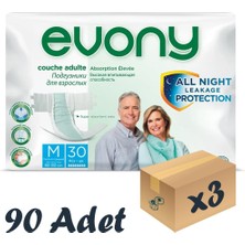 Evony Bel Bantlı Yetişkin Hasta Bezi Medium 30'Lu 3 Paket 90 Adet