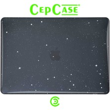 Cep Case Apple Macbook 13.6' Air 2022 M2 A2681 Kılıf Kristal Diamond Pırıltılı Şeffaf Kapak + Ekran Koruma