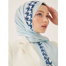 Losyana Dinamik Kaz Ayağı Desen Krep Şal-Bebe Mavisi