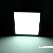 Ack 12W Sıva Üstü Kare LED Panel Armatür Siyah Gövde 6500K Beyaz Işık
