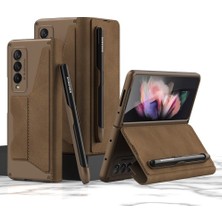 Samsung Galaxy Z Fold 4 Zırh Pu Deri Kapak Çevirin Kalem Tepsi Kart Yuvası Kılıf Tam Koruma Cep Telefonu Kılıfı Kapak (Yurt Dışından)