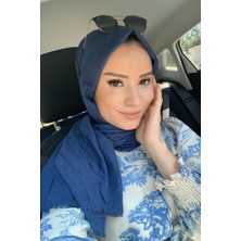 Madame Polo Rabia Hundi Bambu Kraş Şal - Kot Mavi