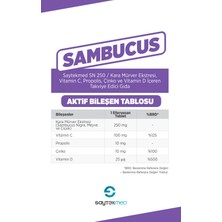 Saytekmed Sn 250 - Kara Mürver Ekstresi - Vitamin C - Propolis - Çinko ve Vitamin D İçeren Takviye Edici Gıda