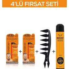 Fontenay Saç Şekillendirici Pudra Toz Wax Ultra Strong + Şekil Tarak'ı + Saç Spreyi 400ML 2 4'lü Set