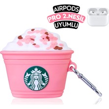 Ewec Airpods Pro 2. Nesil Uyumlu Starbucks Figürlü Sevimli Kopçalı Koruyucu Silikon Kılıf