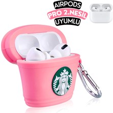 Ewec Airpods Pro 2. Nesil Uyumlu Starbucks Figürlü Sevimli Kopçalı Koruyucu Silikon Kılıf