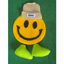 Gönülden Tasarım 27X16 cm Dokuma Şişme Bacaklı Triko Şapkalı Gülen Surat Aplike Arma Dikiş Hobi Malzemesi