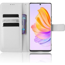 Xshine Honor Için 80 Se 5g Destekleme Stand Cüzdan Kapağı Manyetik Toka Elmas Dokusu Pu Deri Telefon Kılıfı (Yurt Dışından)