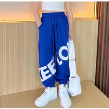 Kids Face Özel Tasarım Motto Baskılı %100 Pamuk Sokak Stili Hip Hop Şalvar Yazlık Kız Çocuk Eşofman Altı