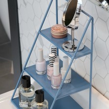 Rarart Concept 3 Katlı Mavi Piramit Metal Organizer - Çok Amaçlı Aksesuar Rafı - Stardust