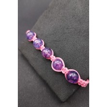 Balzamin Mor Akik Taşı Özel Tasarım Makrome El Örgüsü Doğal Taş Bileklik