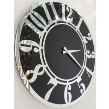 Ayna Denizi Silver Latin Black Model Gümüş Siyah Renk 50 Cm Dekoratif Aynalı Duvar Saati