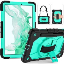 PLZ Shop Silicone + Pc Tablet Case For Samsung Galaxy Tab S8 / Tab S7 (Black+Aqua) (Yurt Dışından)