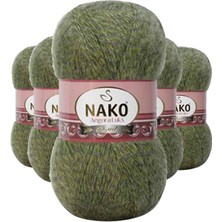 5 Adet Angora Lüks El Örgü Ipi Yeşil Muline 21358