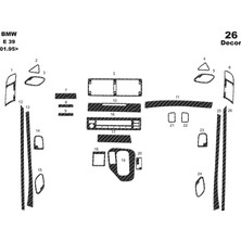 meriç cockpit design Meriç® Bmw 5 Seri E39 Ön Torpido Kaplama Maun 26 Parça 1995-2003