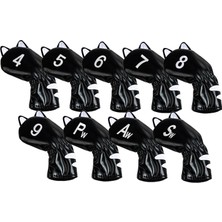 Baltato Golf Club Headcover Mallet Putter Cat Desen Aksesuarları Putter Cue Headcover 9pcs Demir Siyah (Yurt Dışından)