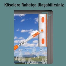 Coofbe 120 cm Döndürülebilir Uzunluk Ayarlı Çift Taraflı Cam Silme Fırçası Elastik Başlık Mikrofiber Fırça