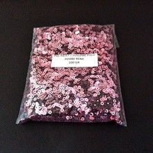 Hobby Süsleme Pulu Ortası Delik Glitter Takı ve Tekstil Dikilebilir Süsleme Pulu 3 mm Pembe 100 gr