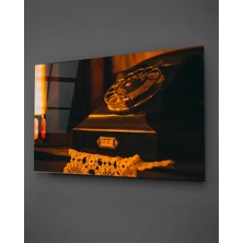 Taulart Antika Telefon Yatay Cam Tablo