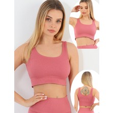 Secret Moda Yeni Sezon Kalın Askılı Fitilli Smsm Toparlayıcı Crop Büstiyer Pembe