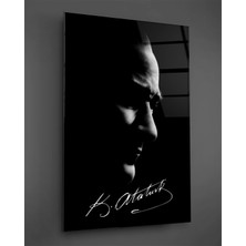 Taulart Kemal Atatürk Imzalı Silüet Cam Tablo