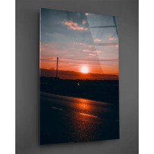 Taulart Gün Batımı Dikey Cam Tablo
