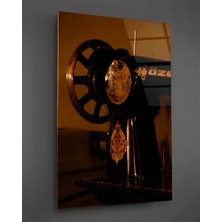 Taulart Antika Dikiş Makinesi Dikey Cam Tablo