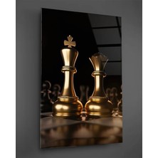 Taulart Altın Renkli Şah ve Veriz Cam Tablo