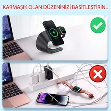 Dexmon 4 In 1 Kablosuz Şarj Standı 15W Manyetik Hızlı ve Şarj Ledli Gece Lambalı Telefon Kulaklık Saat Şarjı