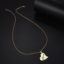 Ben-Pa Titanyum Paslanmaz Çelik " Kalp / Love / Aşk " Kolyesi (Gold)