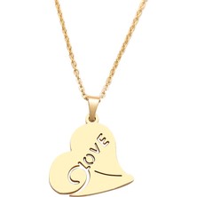 Ben-Pa Titanyum Paslanmaz Çelik " Kalp / Love / Aşk " Kolyesi (Gold)