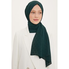 Armine Puantiye Desen Floş Şal Koyu Yeşil