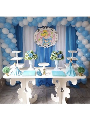 Eğlence Marketi Makaron Mavi ve Pastel Beyaz Balon Zinciri 100 Adet