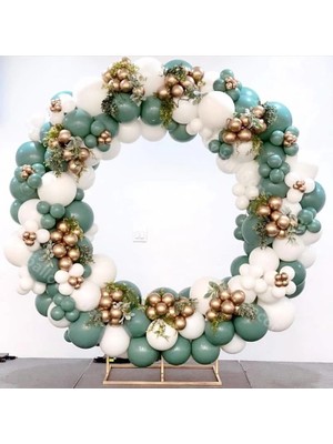 Eğlence Marketi Krom Gold Okaliptus ve Beyaz Balon Zinciri 100 Adet