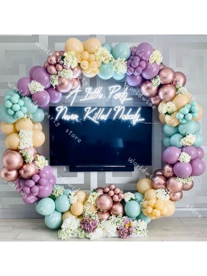 Eğlence Marketi Krom Pembe Kış Yeşili Lila ve Ten Rengi Balon Zinciri 100 Adet