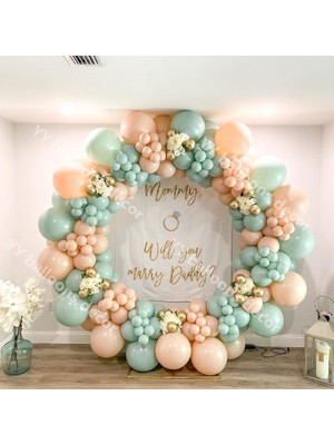 Eğlence Marketi Retro Kış Yeşili Somon Balon Zinciri 100 Adet