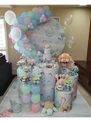 Eğlence Marketi Pastel Balon Deniz Kızı Konsept Balon Renkleri Zincir