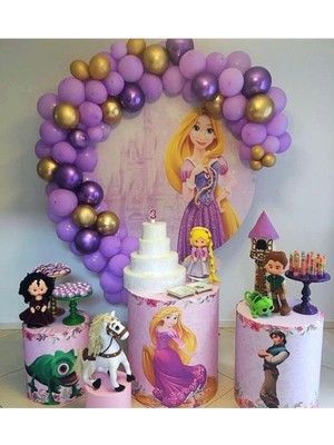 Eğlence Marketi Pastel Lila Krom Mor Krom Gold Balon Balon Zincir Prenses Sofia
