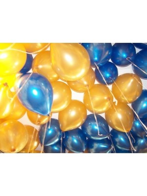 Eğlence Marketi 100 Adet Mavi Gold Balon ve 5 Metre Balon Zinciri