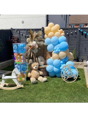 Eğlence Marketi Pastel Makaron Mavi ve Ten Rengi Balon Zinciri 100 Adet