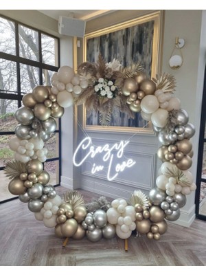 Eğlence Marketi Krom Beyaz Altın Gümüş ve Deniz Kumu Balon Zinciri 100 Adet