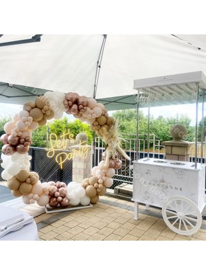 Eğlence Marketi Krom Rose Gold Beyaz Deniz Kumu ve Sütlü Kahve Balon Zinciri 100 Adet