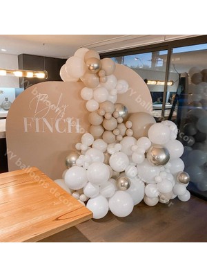 Eğlence Marketi Krom Gümüş Deniz Kumu ve Beyaz Balon Zinciri 100 Adet