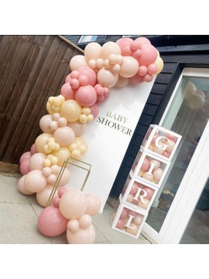 Eğlence Marketi Pastel Balon Zinciri Sütlü Kahve Toz Pembe ve Deniz Kumu 100 Adet