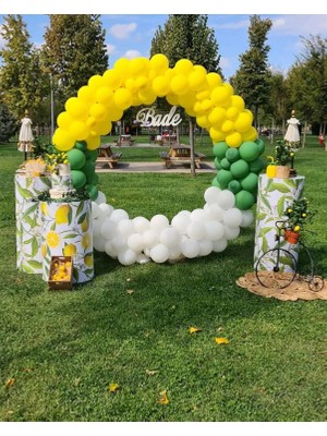 Eğlence Marketi Limon Konsepti Sarı Koyu Yeşil ve Beyaz Balon Zinciri 100 Adet