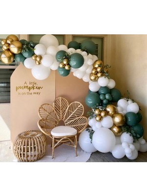 Eğlence Marketi Krom Gold Retro Adaçayı ve Pastel Beyaz Balon Zinciri 100 Adet