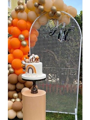 Eğlence Marketi Krom Gold Pastel Karamel Turuncu ve Sütlü Kahve Balon Zinciri 100 Adet