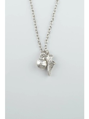 Herşey Nota Futbol - Krampon - Top Erkek Kolye Antik Gümüş Kaplama - 60 cm Düz Zincir