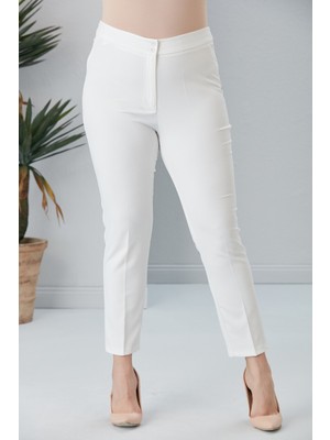 Rmg Büyük Beden Beyaz Kumaş Pantolon