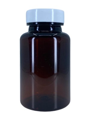 Güvenç Ambalaj 100 Adet - 150ML Amber Pet Şişe, Ilaç, Plastik Kapsül Şişesi , Hap Kutusu Beyaz Kapaklı